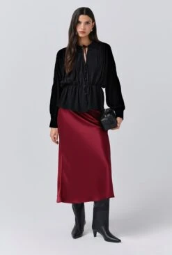 Luna Satin Midi Slip Skirt