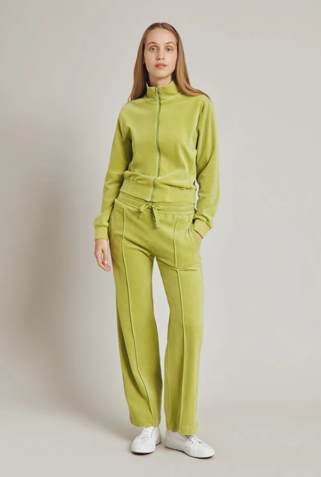 Wide Leg Velour Pant Green 3 Wide Leg Velour Pant Green