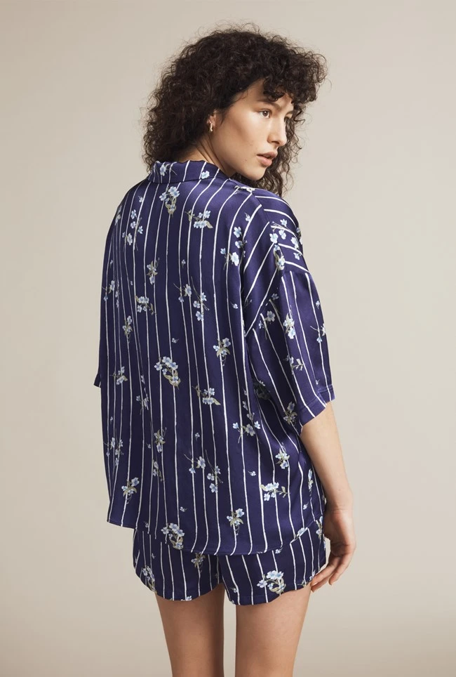 Lucy Satin PJ Set Stripe Floral 5 Lucy Satin PJ Set Stripe Floral - Image 3